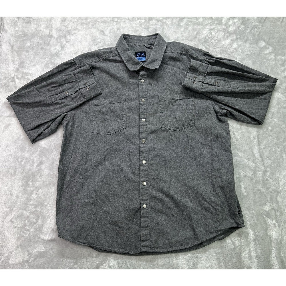 LAPG LA Police Gear Snap-Button Flannel Shirt XL Mens XL Grey Lightweight Work